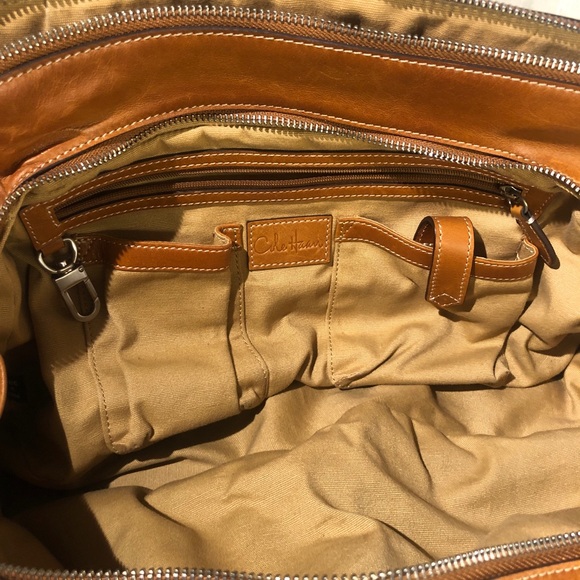Cole Haan triple compartment cognac leather bag. Canvas inside - Picture 12 of 15